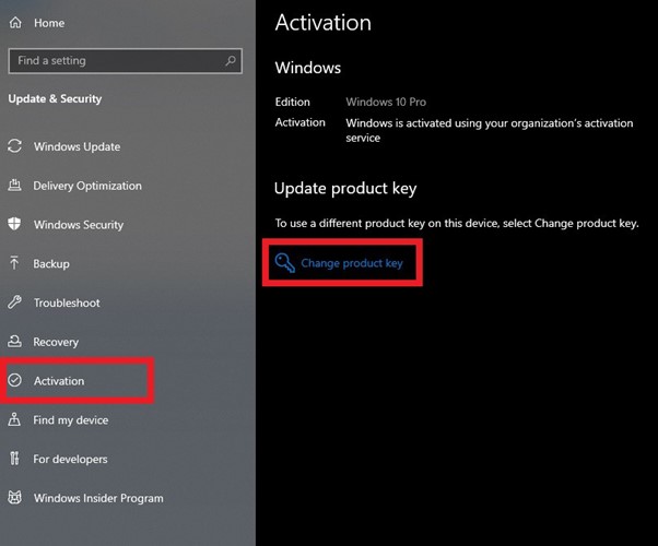 chọn change product key