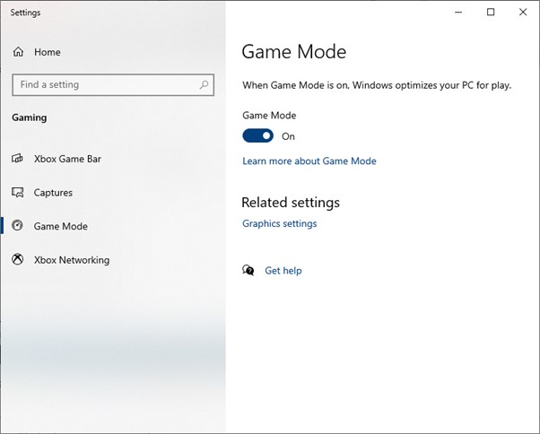 Phần mềm tăng cường trò chơi game Game Mode Windows 10
