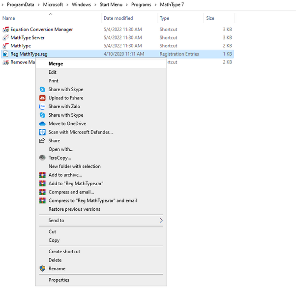 kích chuột phải chọn merge
