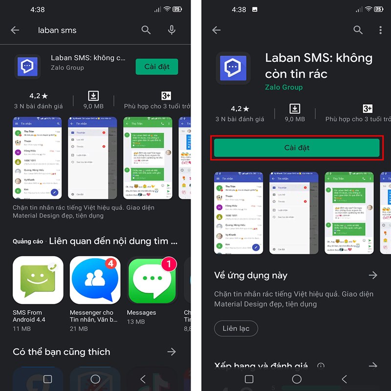 phần mềm chặn tin nhắn rác Laban SMS