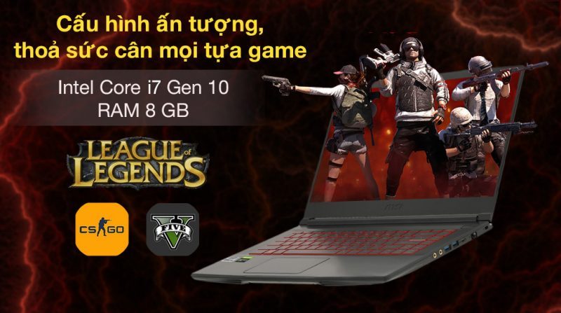 Laptop gaming đáng mua nhất năm nay - MSI Gaming GF63 Thin 10SC i7