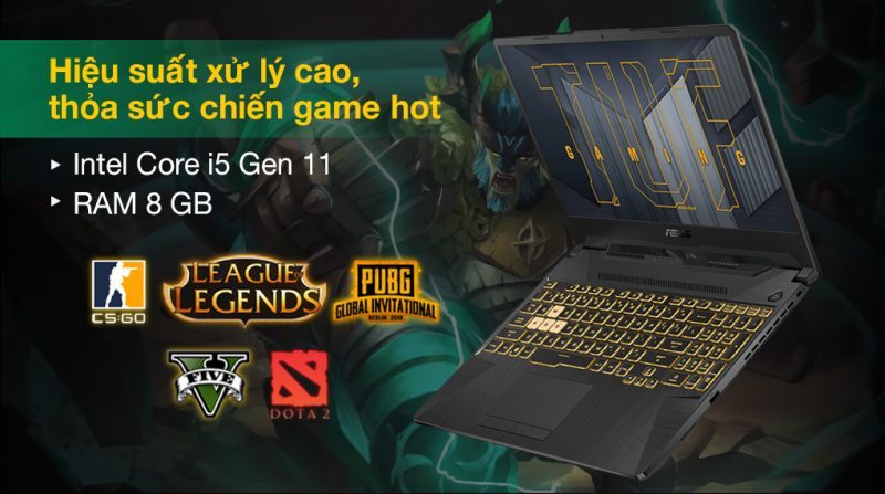 Laptop gaming Asus TUF FX506HC i5 mã 11400H sở hữu hiệu năng mạnh mẽ
