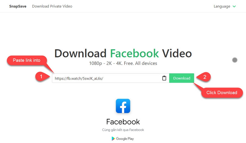 Tải video facebook bằng snapsave.app/vn