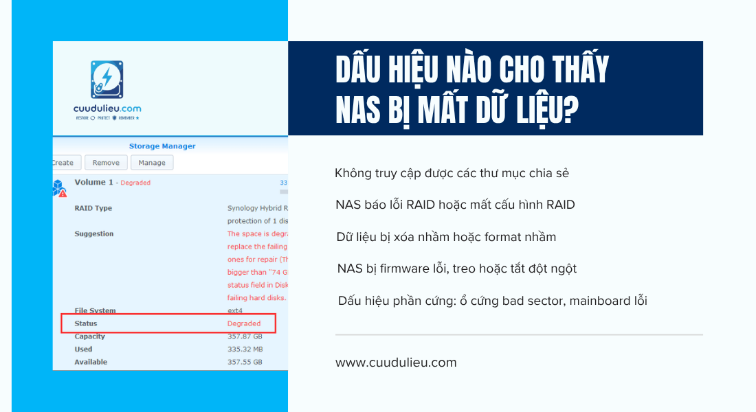 Dấu hiệu nào cho thấy NAS bị mất dữ liệu?