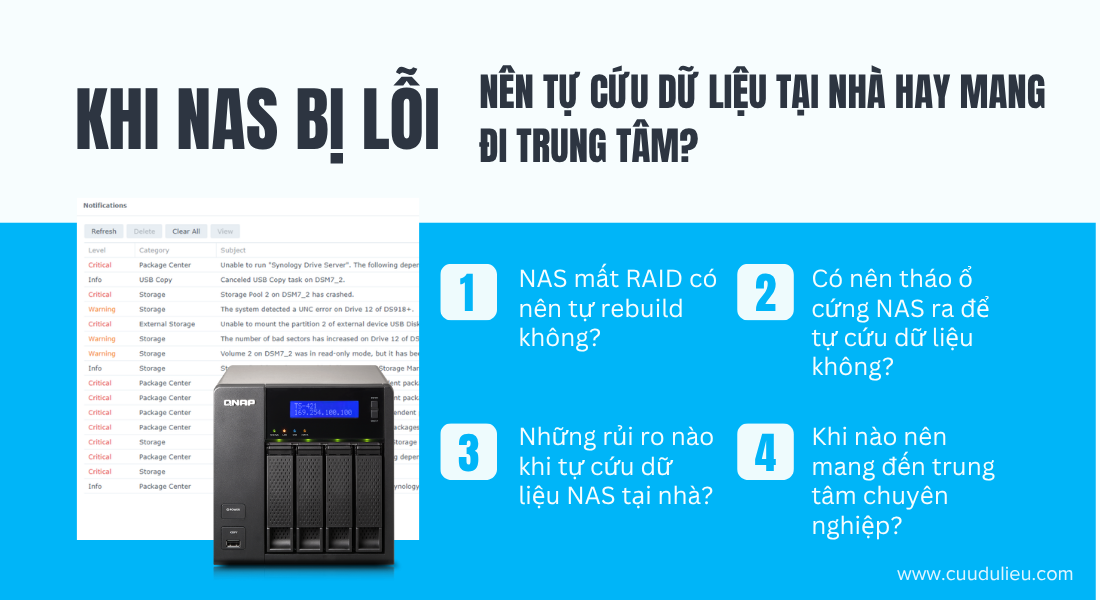 Khi NAS bị lỗi, nên tự cứu dữ liệu tại nhà hay mang đi trung tâm?