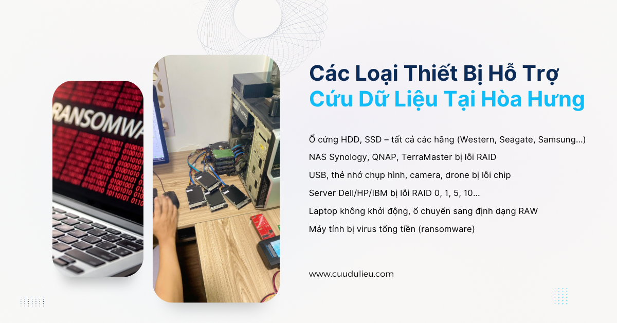 Các loại thiết bị hỗ trợ cứu dữ liệu tại Phường Hòa Hưng