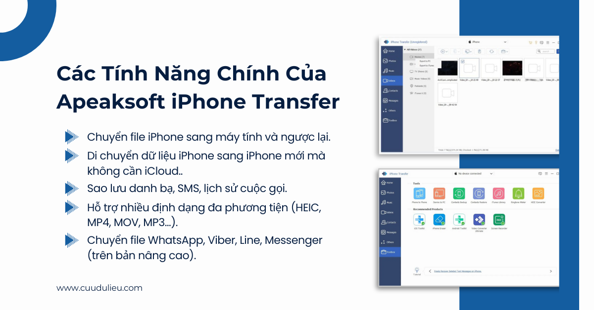Các tính năng chính của Apeaksoft Iphone Transfer