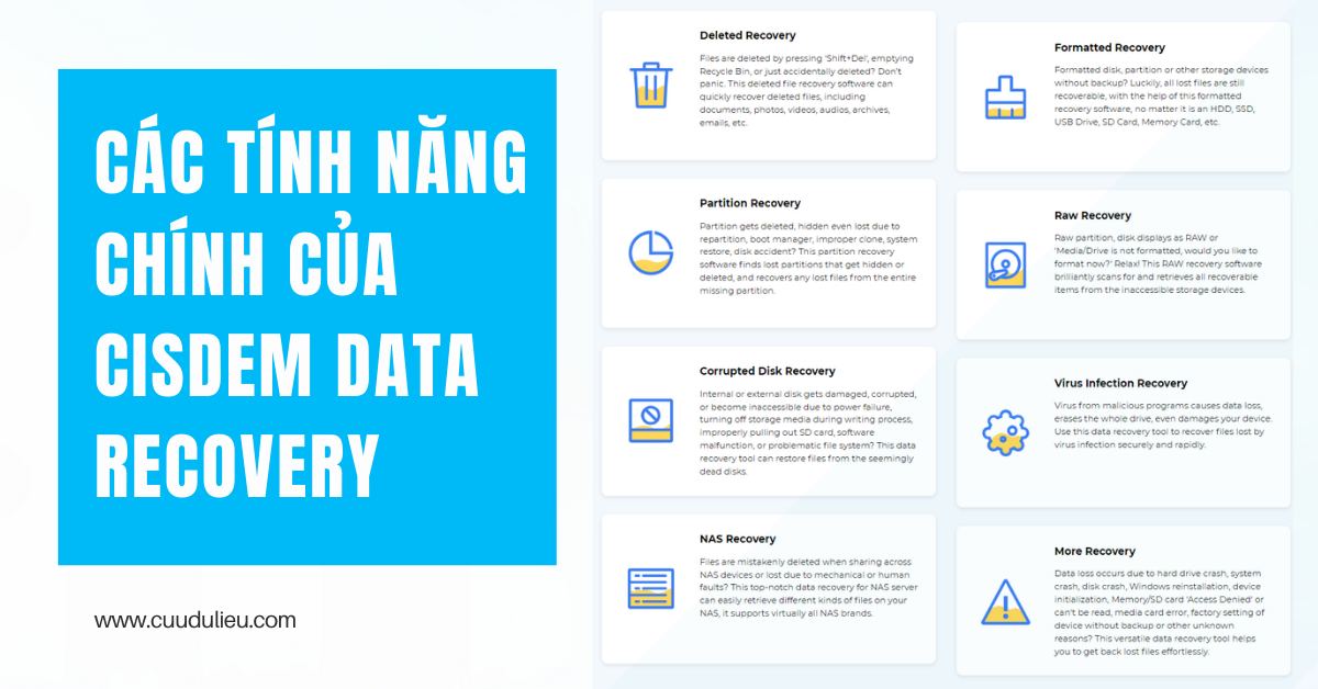 Các tính năng chính của Cisdem Data Recovery