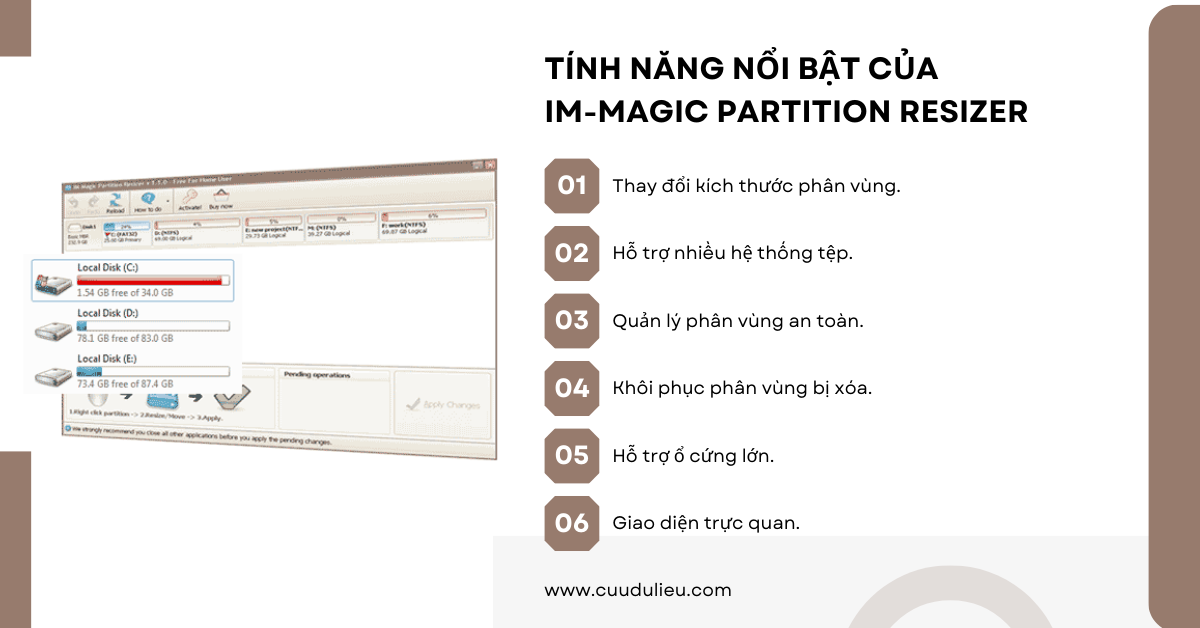 Các tính năng nổi bật của IM-Magic Partition Resizer