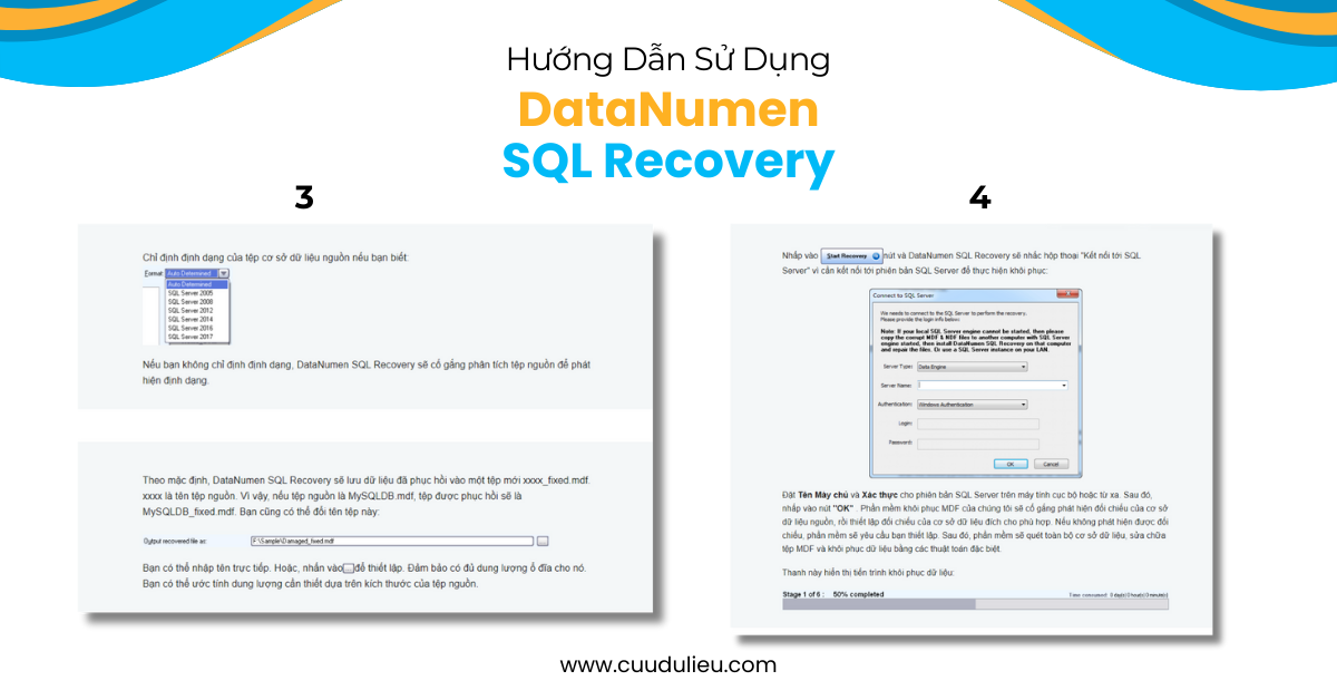 Hướng dẫn sử dụng DataNumen SQL Recovery bước 3 - 4