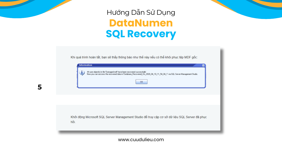 Hướng dẫn sử dụng DataNumen SQL Recovery bước 5
