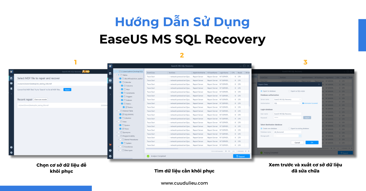 Hướng dẫn sử dụng EaseUS MS SQL Recovery