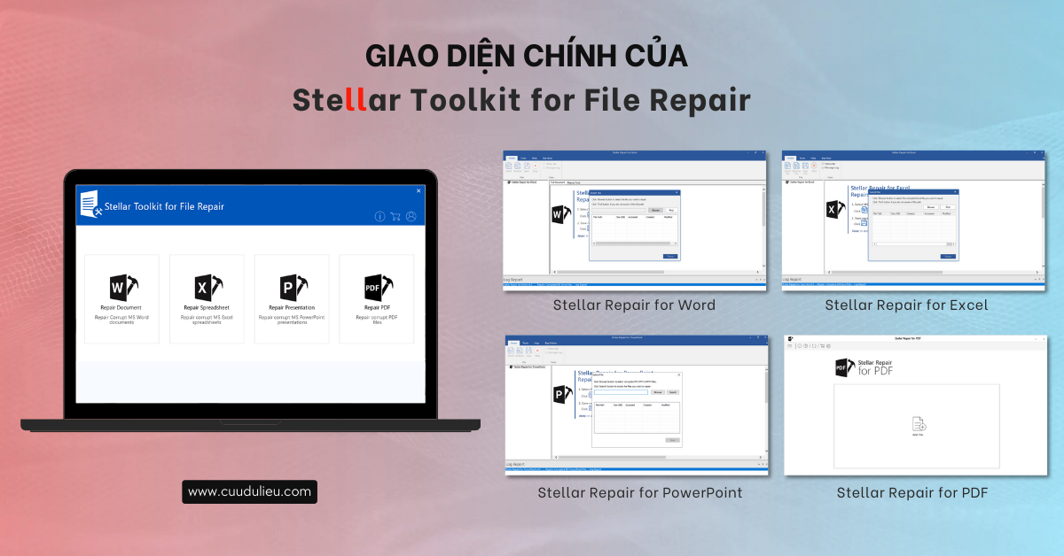 Giao diện chính của Stellar Toolkit for File Repair