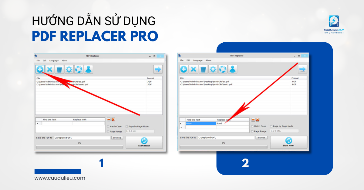 Hướng dẫn sử dụng PDF Replacer Pro bước 1 và 2 