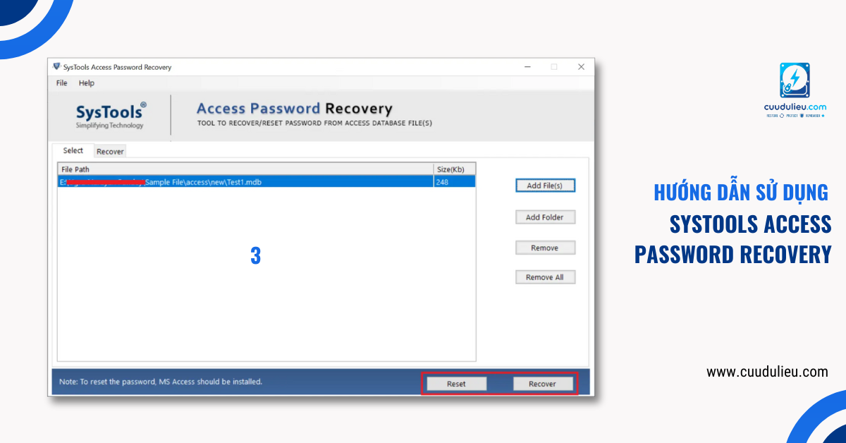 Hướng dẫn sử dụng SysTools Access Password Recovery bước 3